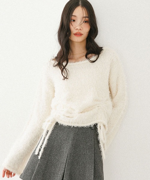 Heather(ヘザー)の「ワンショルドロストニット 599196(ニット/セーター・レディース・ネイビー/グレー/ピンク/アイボリー・FREE)」の6枚目の写真