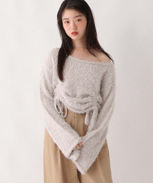 Heather(ヘザー)の「ワンショルドロストニット 599196(ニット/セーター・レディース・ネイビー/グレー/ピンク/アイボリー・FREE)」の14枚目の写真