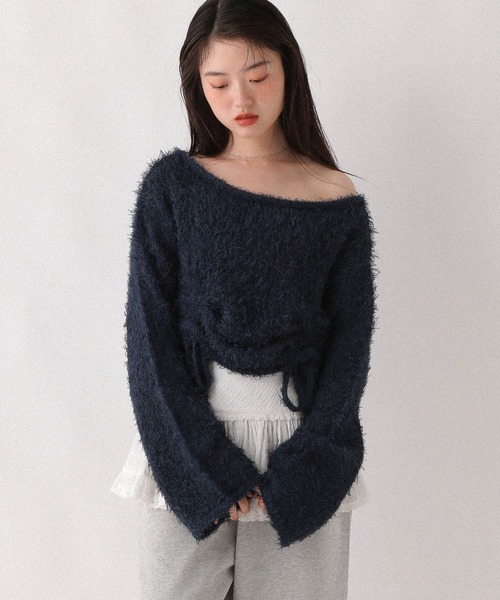 Heather(ヘザー)の「ワンショルドロストニット 599196(ニット/セーター・レディース・ネイビー/グレー/ピンク/アイボリー・FREE)」の21枚目の写真