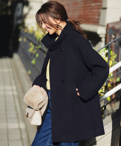 ウールライクスタンドカラー ミドルコート（その他アウター）｜ANY SIS