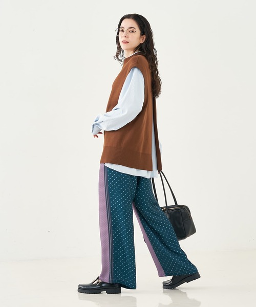 collex（コレックス）の「小紋ミックス柄サテンパンツ（その他パンツ・レディース・ベージュ/グレー・フリー）」の8枚目の写真