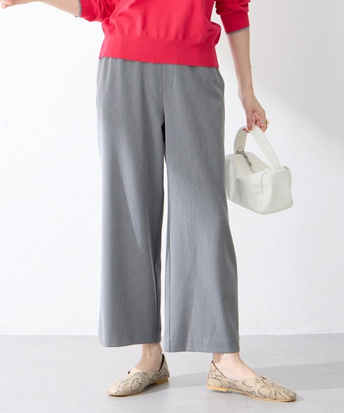 Petit Honfleur（プチオンフルール）の「【すご楽】ストレッチワイドパンツ【定番カラー・ウエストゴム・通年素材】【追加生産】（その他パンツ・レディース・グレー/ブラック・M/L）」の2枚目の写真
