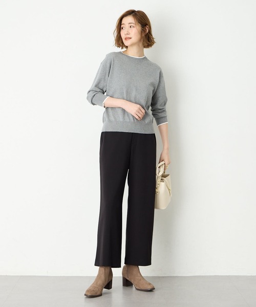 Petit Honfleur（プチオンフルール）の「【すご楽】ストレッチワイドパンツ【定番カラー・ウエストゴム・通年素材】【追加生産】（その他パンツ・レディース・グレー/ブラック・M/L）」の10枚目の写真