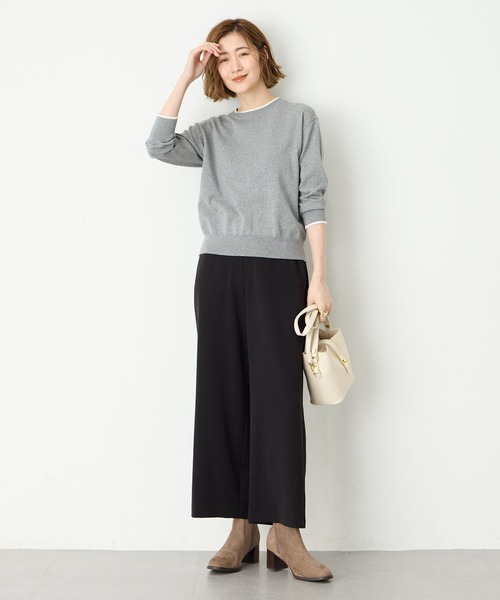 Petit Honfleur（プチオンフルール）の「【すご楽】ストレッチワイドパンツ【定番カラー・ウエストゴム・通年素材】【追加生産】（その他パンツ・レディース・グレー/ブラック・M/L）」の11枚目の写真