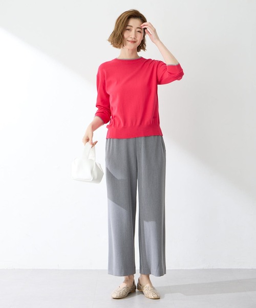 Petit Honfleur（プチオンフルール）の「【すご楽】ストレッチワイドパンツ【定番カラー・ウエストゴム・通年素材】【追加生産】（その他パンツ・レディース・グレー/ブラック・M/L）」の13枚目の写真