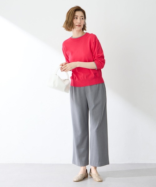 Petit Honfleur（プチオンフルール）の「【すご楽】ストレッチワイドパンツ【定番カラー・ウエストゴム・通年素材】【追加生産】（その他パンツ・レディース・グレー/ブラック・M/L）」の14枚目の写真