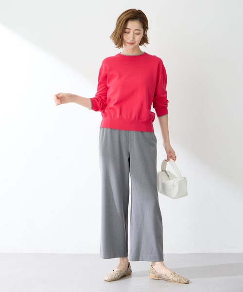 Petit Honfleur（プチオンフルール）の「【すご楽】ストレッチワイドパンツ【定番カラー・ウエストゴム・通年素材】【追加生産】（その他パンツ・レディース・グレー/ブラック・M/L）」の15枚目の写真