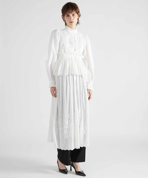 crinkle crinkle crinkle(クリンクルクリンクルクリンクル)の「【crinkle crinkle crinkle】embroidery scallop cami dress/刺繍スカラップキャミドレス(ドレス・レディース・ホワイト/ブラック・FREE)」の5枚目の写真
