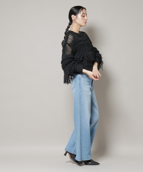 NANO universe(ナノユニバース)の「異素材ボーダーフリンジニットプルオーバー(ニット/セーター・レディース・オフホワイト/ブラック・FREE)」の22枚目の写真