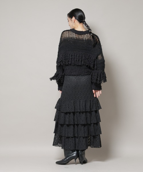NANO universe(ナノユニバース)の「異素材ボーダーフリンジニットプルオーバー(ニット/セーター・レディース・オフホワイト/ブラック・FREE)」の13枚目の写真