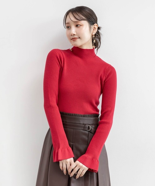 RANDA（ランダ）の「フリルリブニットプルオーバー（ニット/セーター・レディース・グレー/アイボリー/レッド/ブラック・FREE）」の2枚目の写真