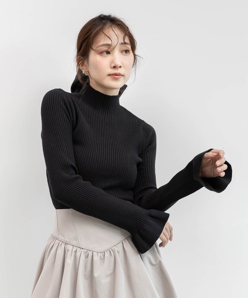 RANDA（ランダ）の「フリルリブニットプルオーバー（ニット/セーター・レディース・グレー/アイボリー/レッド/ブラック・FREE）」の4枚目の写真