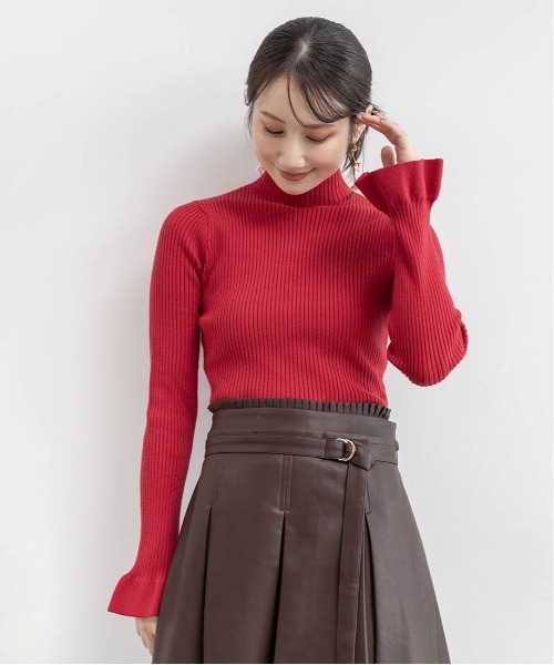 RANDA（ランダ）の「フリルリブニットプルオーバー（ニット/セーター・レディース・グレー/アイボリー/レッド/ブラック・FREE）」の18枚目の写真