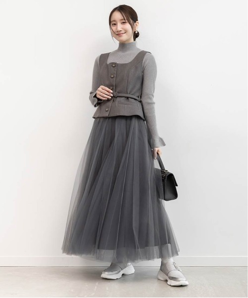 RANDA（ランダ）の「フリルリブニットプルオーバー（ニット/セーター・レディース・グレー/アイボリー/レッド/ブラック・FREE）」の14枚目の写真