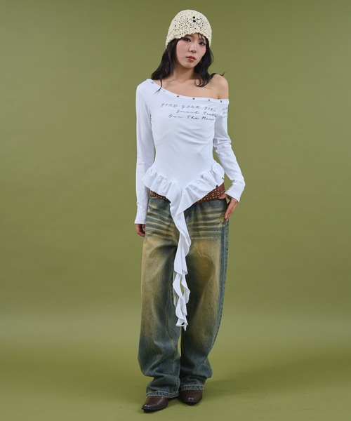 WEGO（ウィゴー）の「DISPARK/サイドテールスタッズロゴT（Tシャツ/カットソー・レディース・ブラック/ホワイト・FREE）」の19枚目の写真