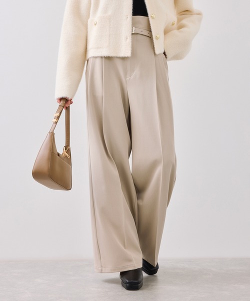 VIS（ビス）の「ベルトディテールタックワイドパンツ/イージーケア（その他パンツ・レディース・ブラウン/ブラック/チャコールグレー/ベージュ・SS/S/M）」の4枚目の写真