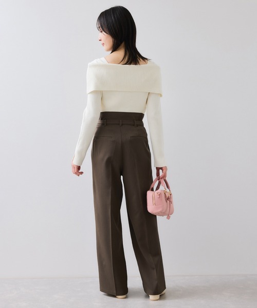 VIS（ビス）の「ベルトディテールタックワイドパンツ/イージーケア（その他パンツ・レディース・ブラウン/ブラック/チャコールグレー/ベージュ・SS/S/M）」の21枚目の写真