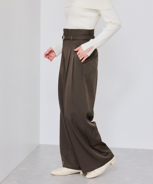 VIS（ビス）の「ベルトディテールタックワイドパンツ/イージーケア（その他パンツ・レディース・ブラウン/ブラック/チャコールグレー/ベージュ・SS/S/M）」の22枚目の写真