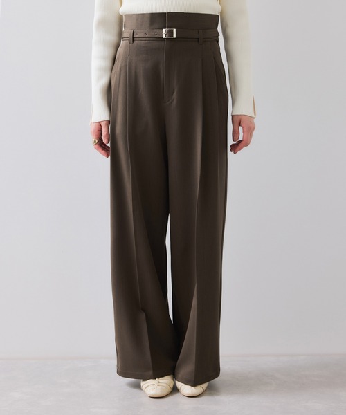 VIS（ビス）の「ベルトディテールタックワイドパンツ/イージーケア（その他パンツ・レディース・ブラウン/ブラック/チャコールグレー/ベージュ・SS/S/M）」の14枚目の写真