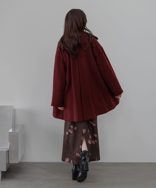 Andemiu(アンデミュウ)の「ビーバーウールハーフコート493955(ピーコート・レディース・ネイビー/ブラック/ボルドー/ライトベージュ・FREE)」の17枚目の写真