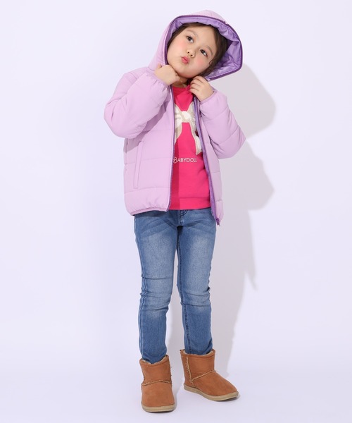 BABYDOLL(ベビードール)の「通販限定 フェイクダウンアウター 1112K(ダウンジャケット/コート・キッズ・ブラック/ライトブルー/イエロー×グリーン/パープル系9・90cm/100cm/110cm/120cm/130cm/140cm/150cm)」の9枚目の写真