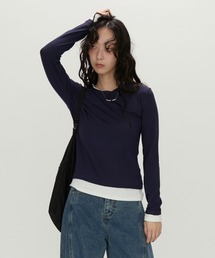 Layered Contrast Long Tee / レイヤードコントラストロンT