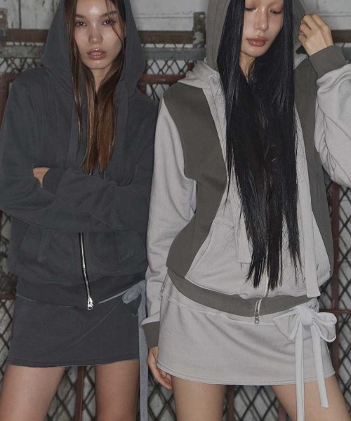 FANCY CLUB(ファンシークラブ)の「A'GEM/9 × .kom 『FANCY CLUB/ファンシークラブ』 DYE-WASH TIE SKIRT/ウォッシュ タイスカート(スカート・レディース・ブラウン/グレー・FREE)」の3枚目の写真