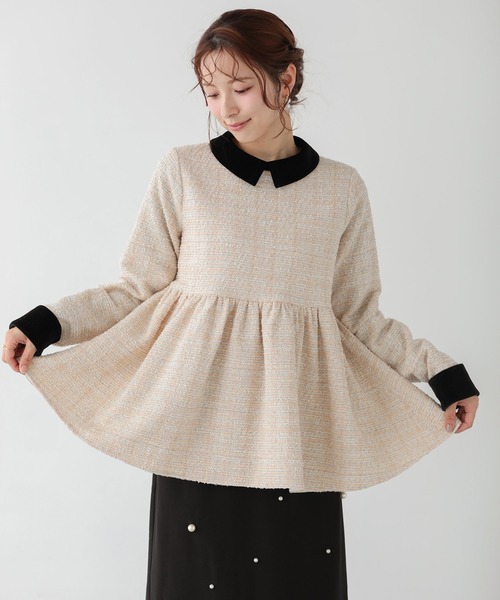 Fit more(フィットモア)の「ツイードベロアカラーペプラムトップス(その他トップス・レディース・ピンク/ベージュ/グレー・FREE)」の22枚目の写真