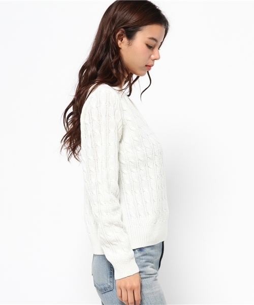 MOUSSY（マウジー）の「Cable sweater（ニット/セーター・レディース・キャメル/ボルドー/カーキ/オフホワイト・FREE）」の8枚目の写真