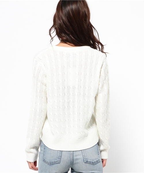 MOUSSY（マウジー）の「Cable sweater（ニット/セーター・レディース・キャメル/ボルドー/カーキ/オフホワイト・FREE）」の9枚目の写真