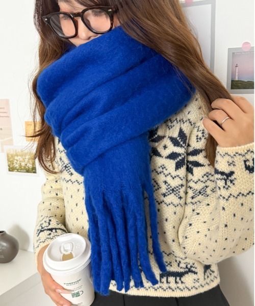 WEGO（ウィゴー）の「WEGO/ワイドフリンジストール（マフラー・レディース・ブラック/ブルー/ダークグレー/ライトピンク/グレー/その他13/ライム/その他10/ピンク/レッド/ブラウン/その他8/グリーン/ライトイエロー/その他7/ライトブラウン/オフホワイト/その他4/その他12/その他9/オレンジ/その他1/その他3/ライトパープル/その他5/その他2/その他11/その他6/その他17/その他15/ライトベージュ/ワイン/その他16/その他14/サックスブルー・FREE）」の11枚目の写真