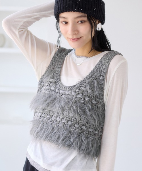 セール】フェザーツイードニットビスチェ/2WAY（ベスト）｜VIS（ビス