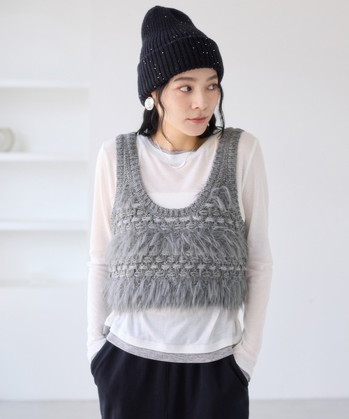セール】フェザーツイードニットビスチェ/2WAY（ベスト）｜VIS（ビス