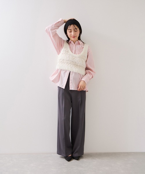 VIS（ビス）の「フェザーツイードニットビスチェ/2WAY（ベスト・レディース・グレー/キナリ・FREE）」の10枚目の写真