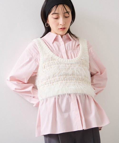 VIS（ビス）の「フェザーツイードニットビスチェ/2WAY（ベスト・レディース・グレー/キナリ・FREE）」の6枚目の写真