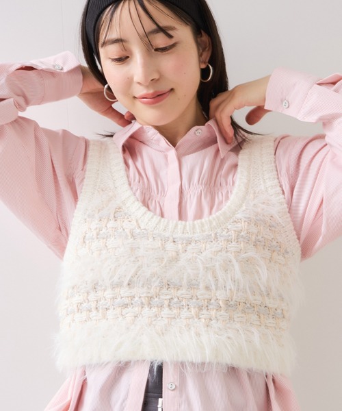 セール】フェザーツイードニットビスチェ/2WAY（ベスト）｜VIS（ビス