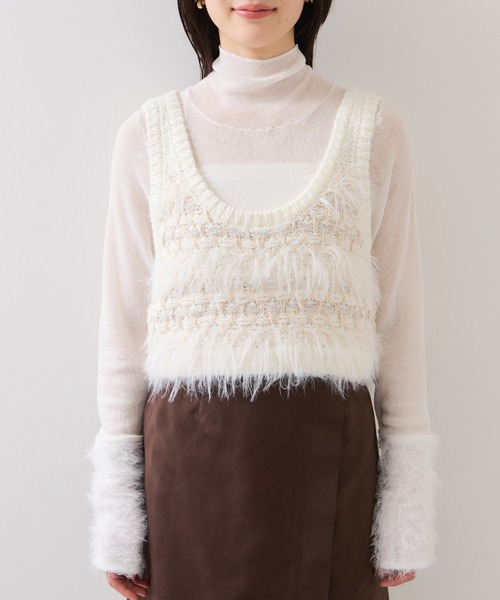 VIS（ビス）の「フェザーツイードニットビスチェ/2WAY（ベスト・レディース・グレー/キナリ・FREE）」の19枚目の写真