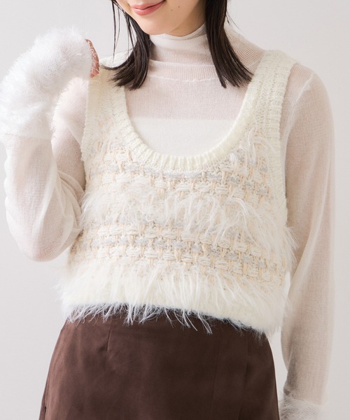 VIS（ビス）の「フェザーツイードニットビスチェ/2WAY（ベスト・レディース・グレー/キナリ・FREE）」の7枚目の写真