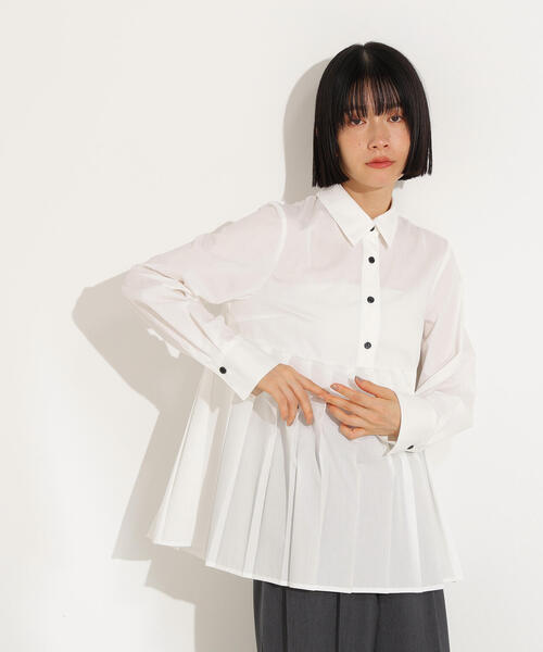 N.（N. Natural Beauty Basic）（エヌエヌナチュラルビューティーベーシック）の「プリーツペプラムブラウス（シャツ/ブラウス・レディース・ブラウン/ブルー/オフホワイト・MEDIUM）」の16枚目の写真