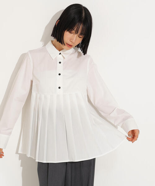 N.（N. Natural Beauty Basic）（エヌエヌナチュラルビューティーベーシック）の「プリーツペプラムブラウス（シャツ/ブラウス・レディース・ブラウン/ブルー/オフホワイト・MEDIUM）」の18枚目の写真