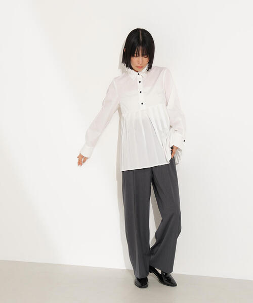 N.（N. Natural Beauty Basic）（エヌエヌナチュラルビューティーベーシック）の「プリーツペプラムブラウス（シャツ/ブラウス・レディース・ブラウン/ブルー/オフホワイト・MEDIUM）」の21枚目の写真