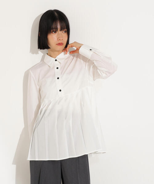 N.（N. Natural Beauty Basic）（エヌエヌナチュラルビューティーベーシック）の「プリーツペプラムブラウス（シャツ/ブラウス・レディース・ブラウン/ブルー/オフホワイト・MEDIUM）」の22枚目の写真