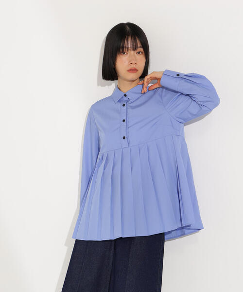 N.（N. Natural Beauty Basic）（エヌエヌナチュラルビューティーベーシック）の「プリーツペプラムブラウス（シャツ/ブラウス・レディース・ブラウン/ブルー/オフホワイト・MEDIUM）」の4枚目の写真