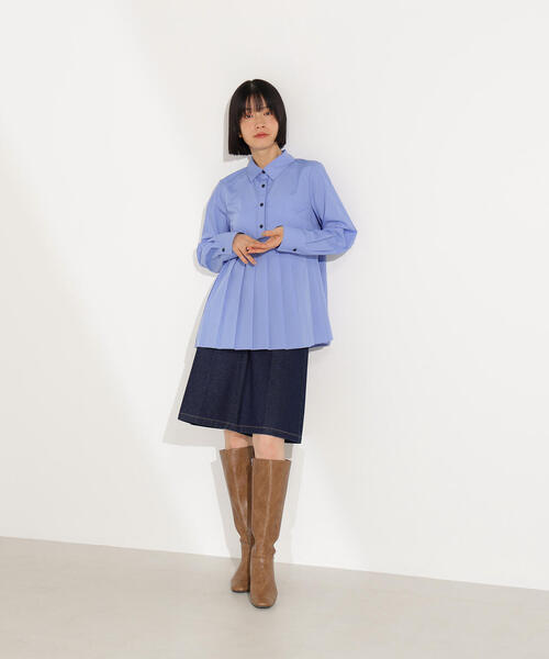 N.（N. Natural Beauty Basic）（エヌエヌナチュラルビューティーベーシック）の「プリーツペプラムブラウス（シャツ/ブラウス・レディース・ブラウン/ブルー/オフホワイト・MEDIUM）」の5枚目の写真