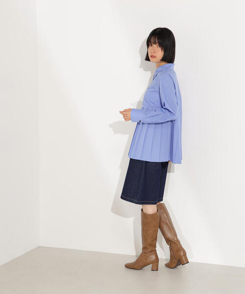 N.（N. Natural Beauty Basic）（エヌエヌナチュラルビューティーベーシック）の「プリーツペプラムブラウス（シャツ/ブラウス・レディース・ブラウン/ブルー/オフホワイト・MEDIUM）」の6枚目の写真