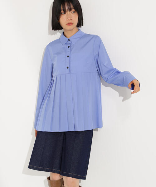 N.（N. Natural Beauty Basic）（エヌエヌナチュラルビューティーベーシック）の「プリーツペプラムブラウス（シャツ/ブラウス・レディース・ブラウン/ブルー/オフホワイト・MEDIUM）」の7枚目の写真