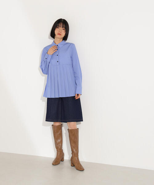 N.（N. Natural Beauty Basic）（エヌエヌナチュラルビューティーベーシック）の「プリーツペプラムブラウス（シャツ/ブラウス・レディース・ブラウン/ブルー/オフホワイト・MEDIUM）」の10枚目の写真