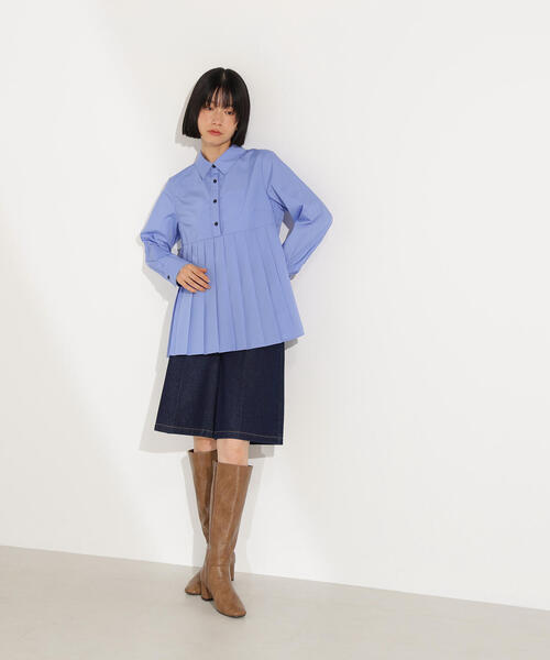 N.（N. Natural Beauty Basic）（エヌエヌナチュラルビューティーベーシック）の「プリーツペプラムブラウス（シャツ/ブラウス・レディース・ブラウン/ブルー/オフホワイト・MEDIUM）」の11枚目の写真