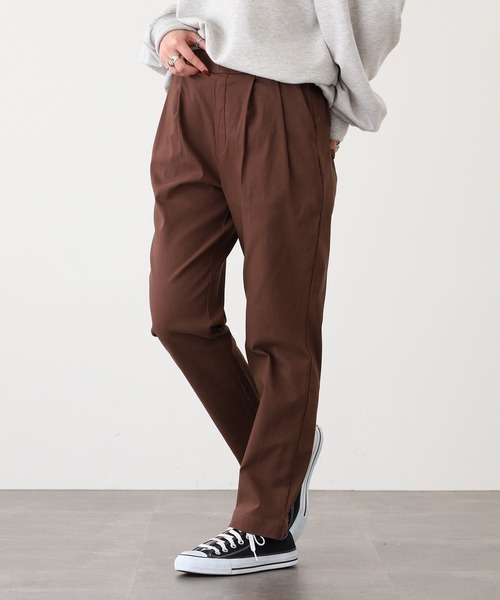 OMNES（オムネス）の「OMNES Another Edition スーパーストレッチツイル裏起毛タックパンツ（スラックス・レディース・ネイビー/チャコール/ブラウン/ライトグレー/カーキ/アイボリー・M/L）」の19枚目の写真