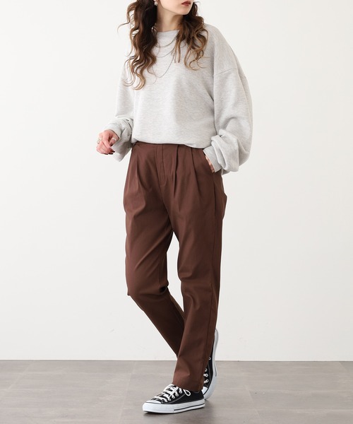 OMNES（オムネス）の「OMNES Another Edition スーパーストレッチツイル裏起毛タックパンツ（スラックス・レディース・ネイビー/チャコール/ブラウン/ライトグレー/カーキ/アイボリー・M/L）」の22枚目の写真